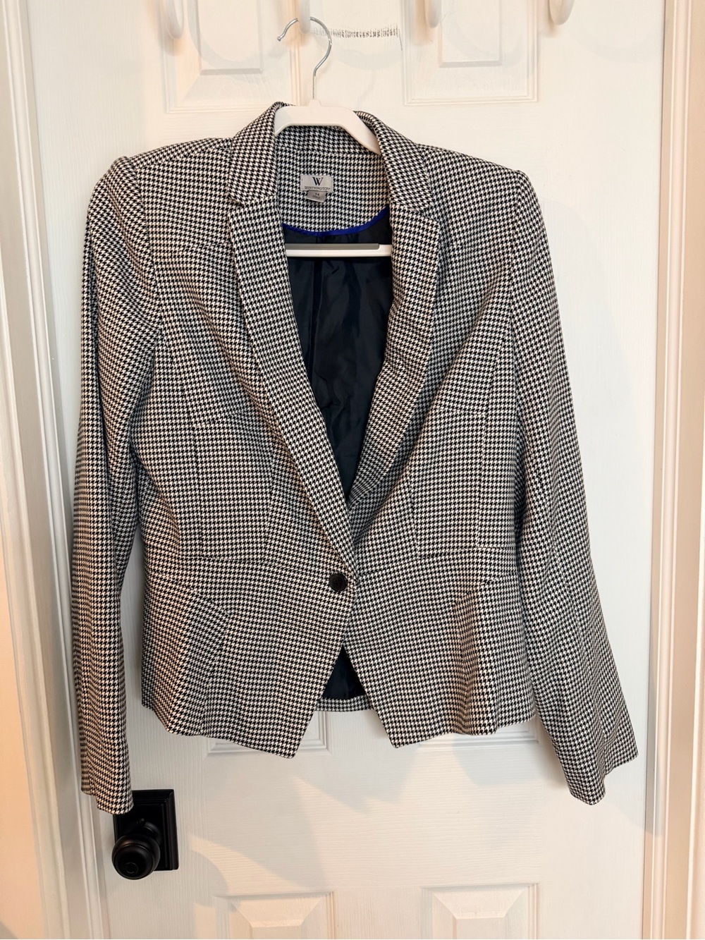 Worthington Black & White Houndstooth Tailored Blazer Size 14